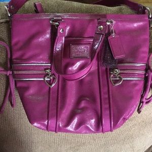 Purple Coach Daisy Poppy Gloss Tote